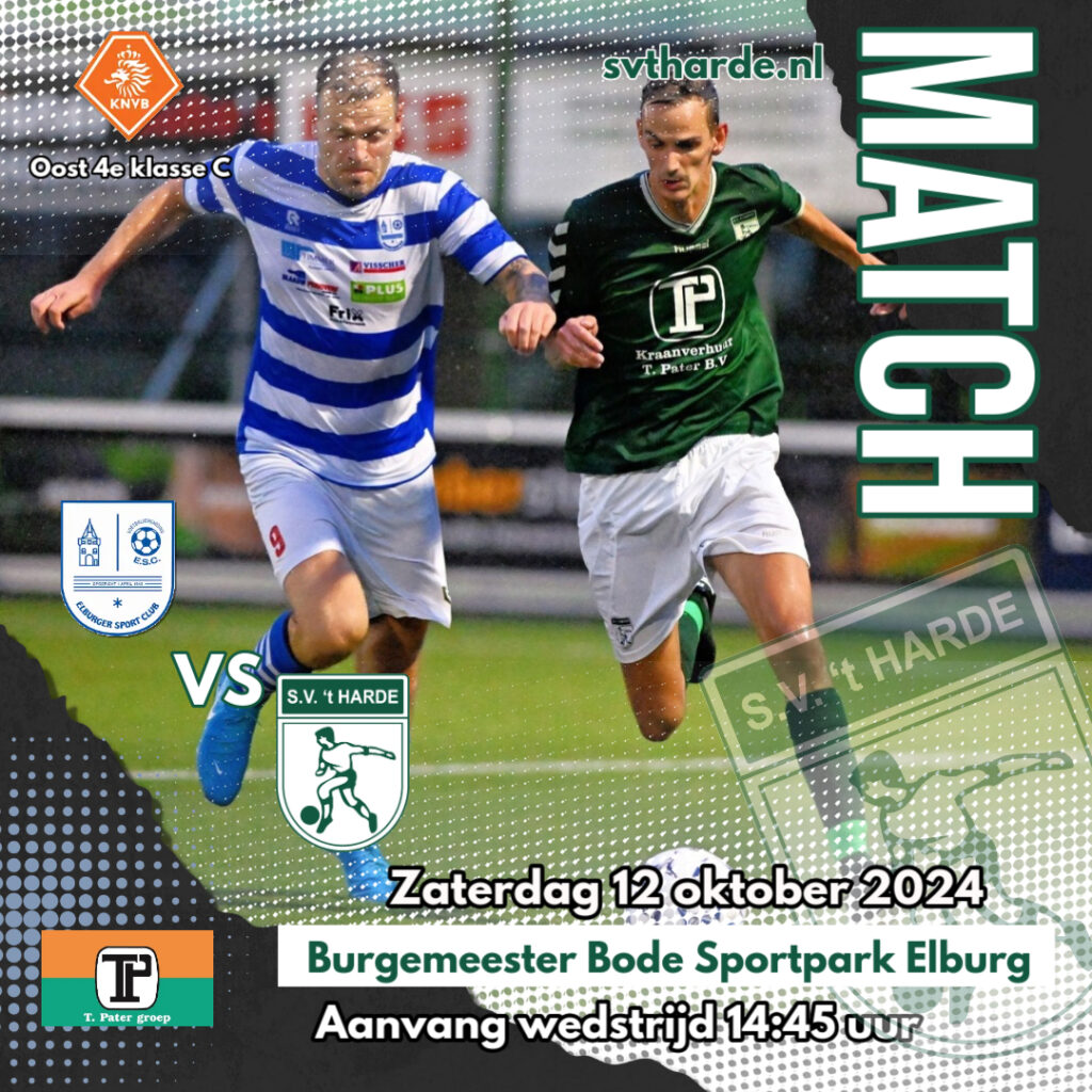 Zaterdag 12 oktober Competitie Derby ESC – S.V. ‘t Harde