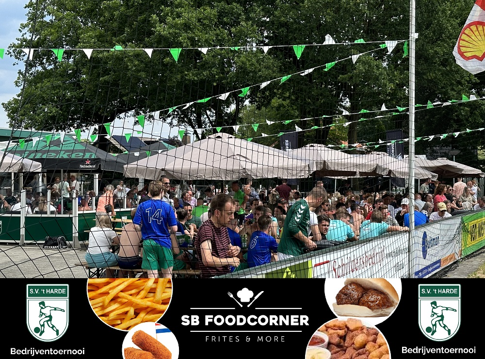Aanstaande zaterdag het S.V. ’t Harde- SB Foodcorner Bedrijventoernooi 2026 met o.a. optreden van Willem van Hooren.