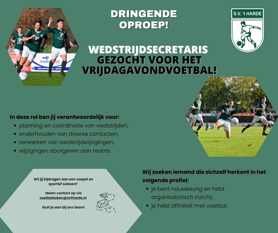 Dringende oproep: wedstrijdsecretaris gezocht voor het vrijdagavondvoetbal!